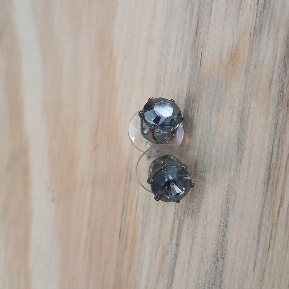 Elegant Large Silver Stud Earrings Blue Stone